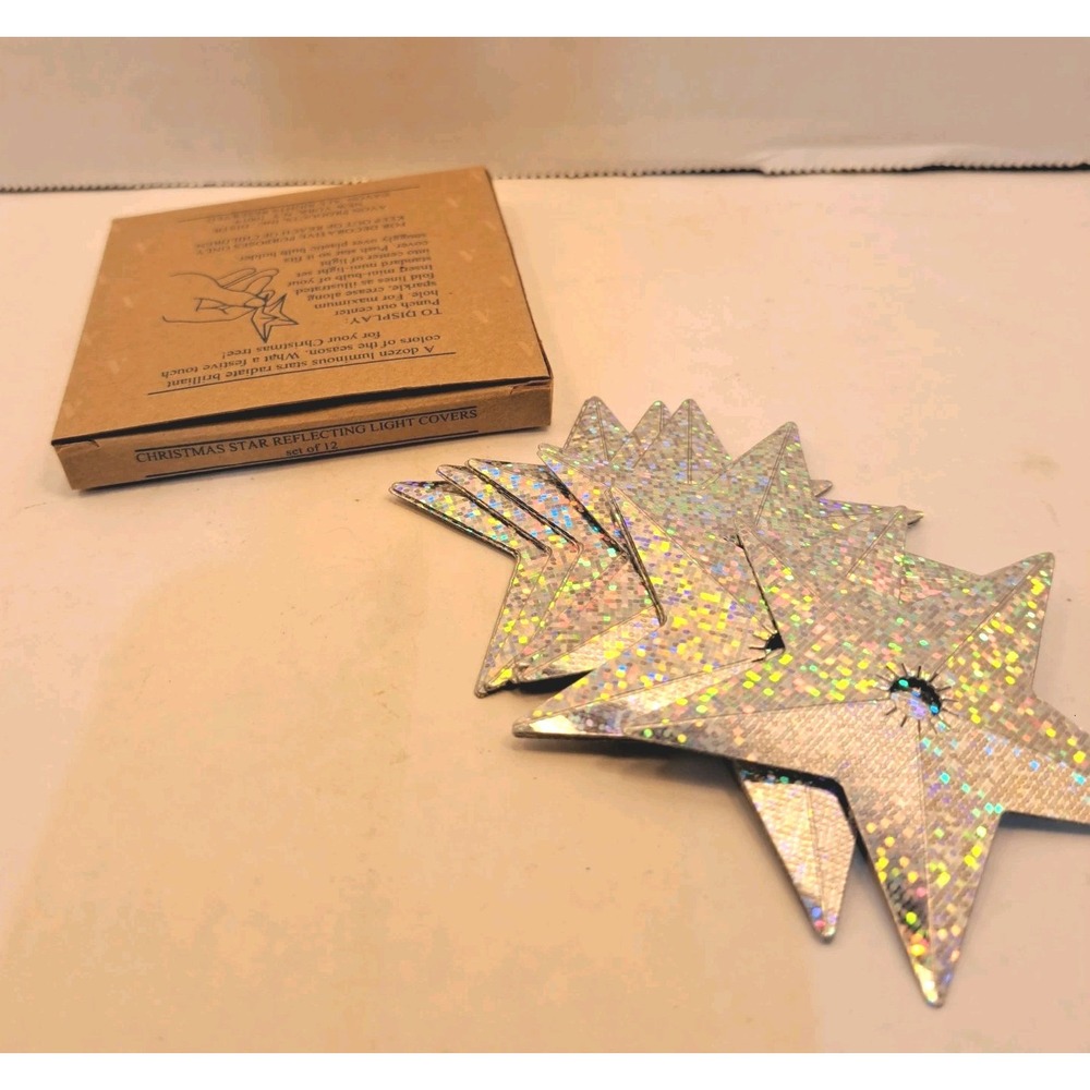 Christmas Star Reflective Light Covers Set of 12 Silver Holiday Decoration